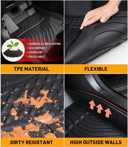 Landrol Car Floor Mats Replacement for Chevrolet Malibu 2016-2024 (Not for Malibu Limited) Heavy Duty Liner Custom Fit All Weather Protection Carpets Coverage Waterproof Odorless - 6