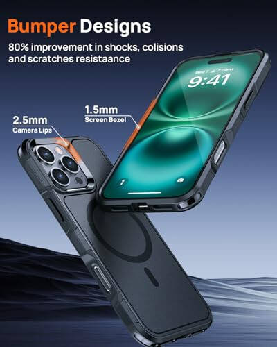 Lanhiem iPhone 16 Pro Case Magnetic, [2 Pack Tempered Glass Screen Protector][MagSafe Compatible][Military Grade Shockproof] Heavy Duty Tough Rugged Cover - Black - 6