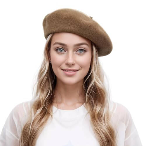 Lanzom Wool Blend Women Beret Hat French Beret Cap Winter Fashion Solid Color Hat for Women Girls Lady - 8