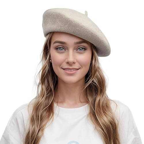 Lanzom Wool Blend Women Beret Hat French Beret Cap Winter Fashion Solid Color Hat for Women Girls Lady - 1