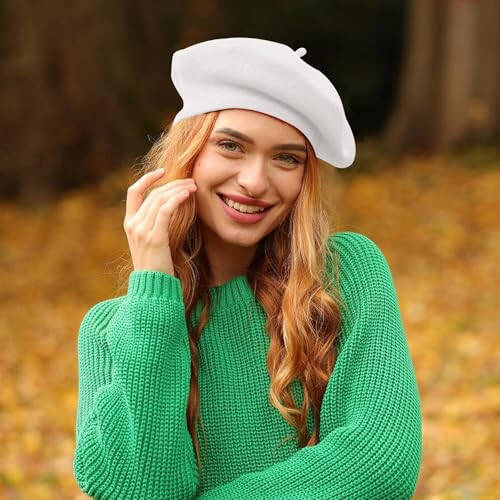 Lanzom Wool Blend Women Beret Hat French Beret Cap Winter Fashion Solid Color Hat for Women Girls Lady - 4