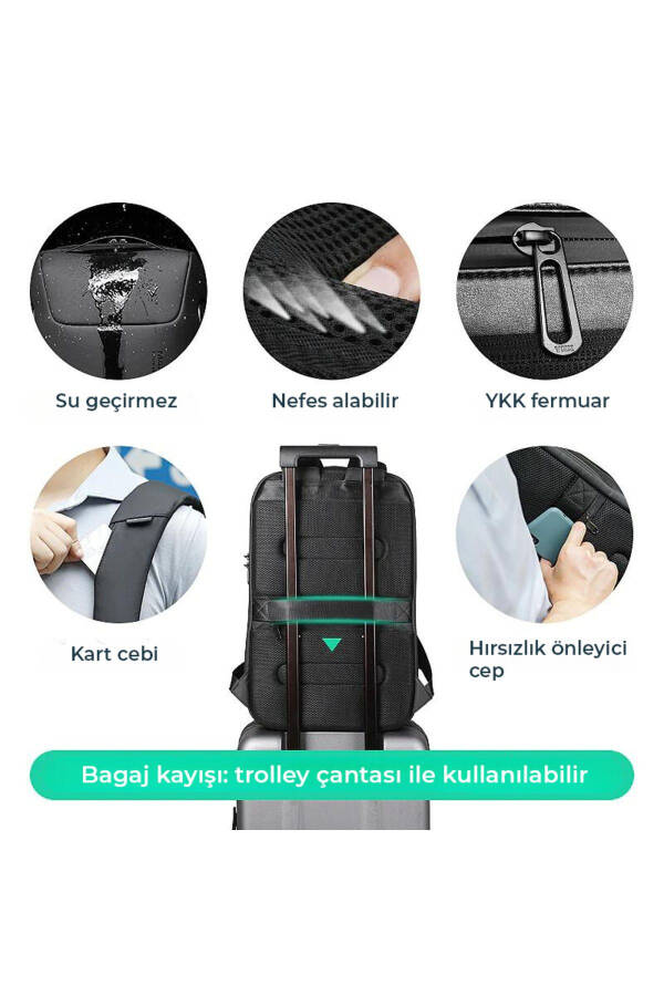 Laptop Black Backpack with Lock, USB Charging Kit, Odyssey Bag - Mr9116_00 - 26