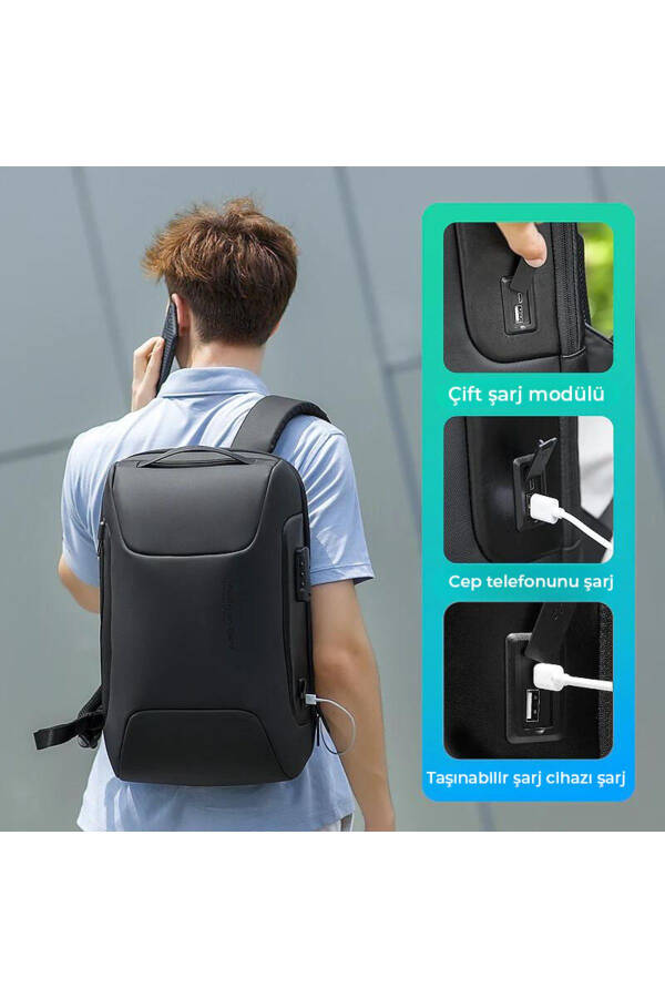 Laptop Black Backpack with Lock, USB Charging Kit, Odyssey Bag - Mr9116_00 - 28