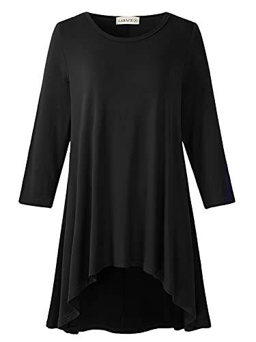 LARACE Ayollar uchun Plus Hajm 3/4 Yengli Bo'sh Fit Flare Swing Tunic Tops Gulli Yuqori Pastki Asosiy Futbolka - 1