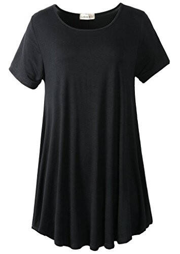 LARACE Plus Size Tops for Women Short Sleeve Shirts Casual Summer Clothes Round Neck Tunics for Leggings - 1