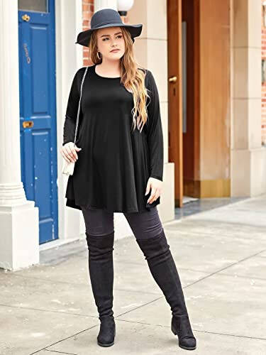 LARACE Plus Size Tunic Tops Long Sleeve Shirts for Women Swing Flowy Loose Fit Clothes for Leggings - 5