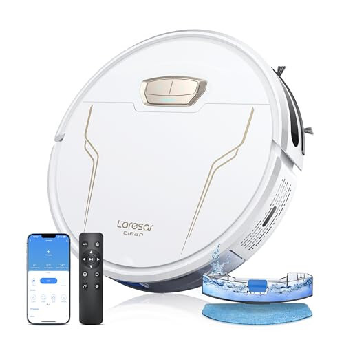 Laresar Clean Robot Vacuum and Mop Combo, 4000Pa Strong Suction, Robotic Vacuum Cleaner with Auto Carpet Boost, Self-Charging, App&Remote&Voice Control, Super-Slim, Ideal for Pet Hair - 1