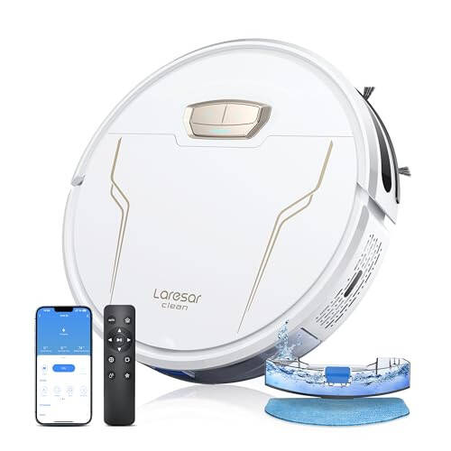 Laresar Clean Robot Vacuum and Mop Combo, 4000Pa Strong Suction, Robotic Vacuum Cleaner with Auto Carpet Boost, Self-Charging, App&Remote&Voice Control, Super-Slim, Ideal for Pet Hair - 1