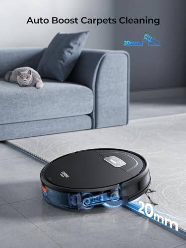 Laresar Clean Robot Vacuum and Mop Combo Max 4500Pa Suction Robotic Vacuum Cleaner with Auto Carpet Boost, Self-Charging, App&Remote&Voice Control, Ideal for Pet Hair and Carpets (Black) - 3