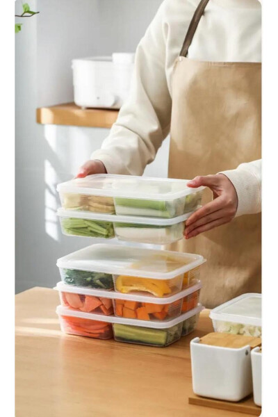 Large 12 Pack 4 Compartment Frozen Meal Meat And Vegetable Storage Container - Portion Freezer Chop Box - 12