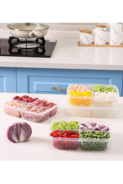 Large 12 Pack 4 Compartment Frozen Meal Meat And Vegetable Storage Container - Portion Freezer Chop Box - 13