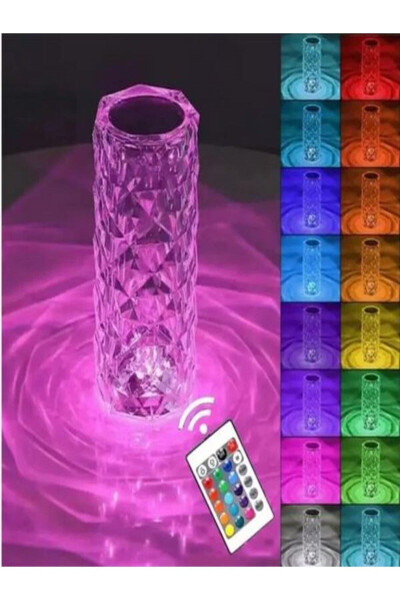 Large Crystal Diamond Touch 4 Mode 16 Color Usb Rechargeable Rgb Remote Controlled Desk Lamp - 1