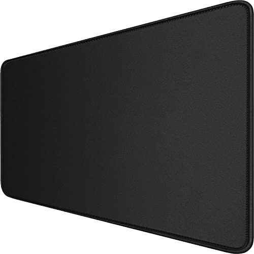 Large Extended Gaming Mouse Pad with Stitched Edges, (31.5X15.7In) Durable Non-Slip Natural Rubber Base, Waterproof Computer Keyboard Pad Mat for Esports Pros/Gamer/Desktop/Office/Home-Black - 1