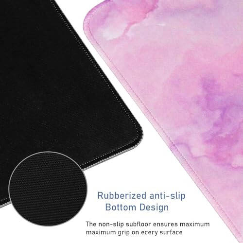 Large Extended Gaming Mouse Pad with Stitched Edges, (31.5X15.7In) Durable Non-Slip Natural Rubber Base, Waterproof Computer Keyboard Pad Mat for Esports Pros/Gamer/Desktop/Office/Home, Marble Purple - 3