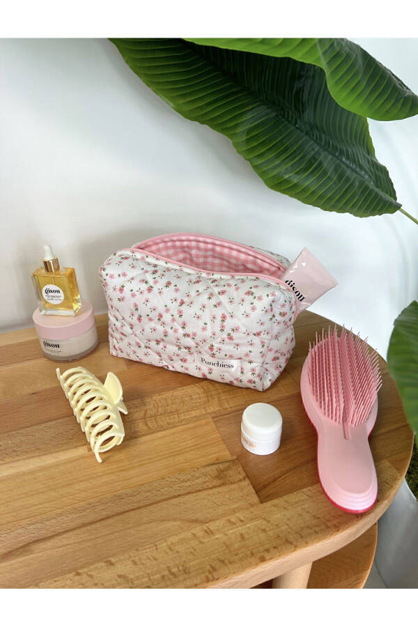 Large Pink Crispy Flower Makeup Bag - 12