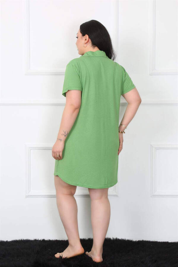 Large Size Cotton Buttoned Green Tunic Nightgown 1025 - 4