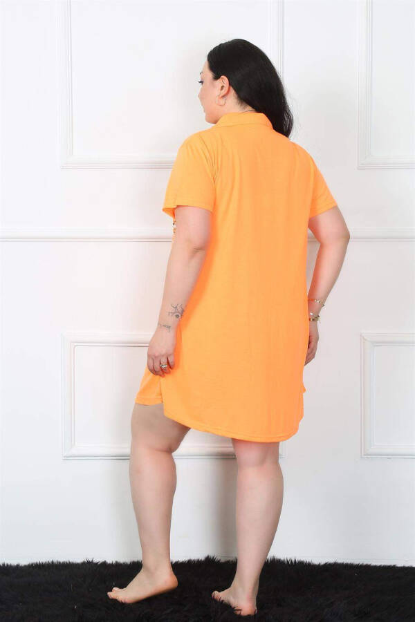 Large Size Cotton Buttoned Orange Tunic Nightgown 1025 - 4