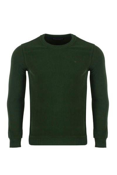 Large Size Regular Fit Velvet Selanik Basic Men's Crew Neck Sweatshirt - 3