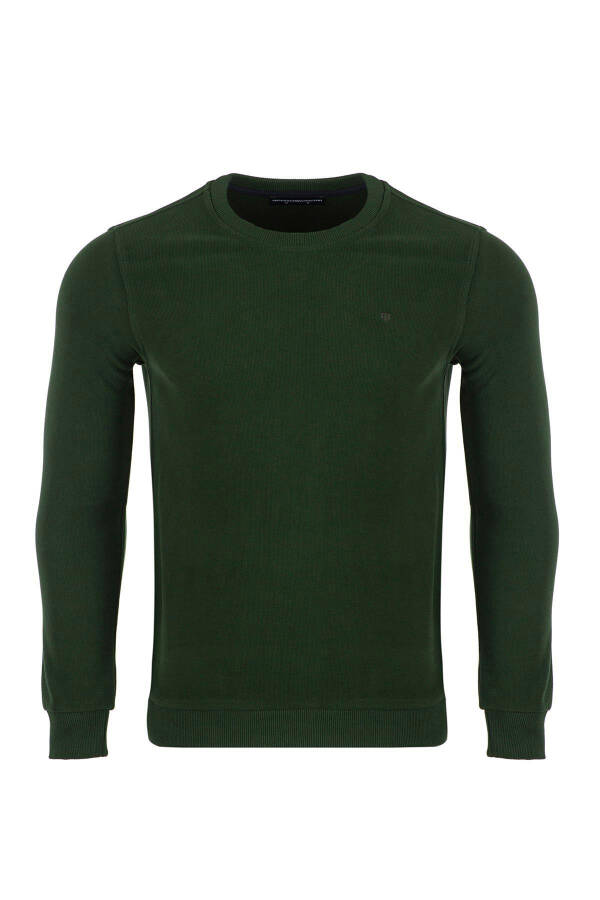 Large Size Regular Fit Velvet Selanik Basic Men's Crew Neck Sweatshirt - 1