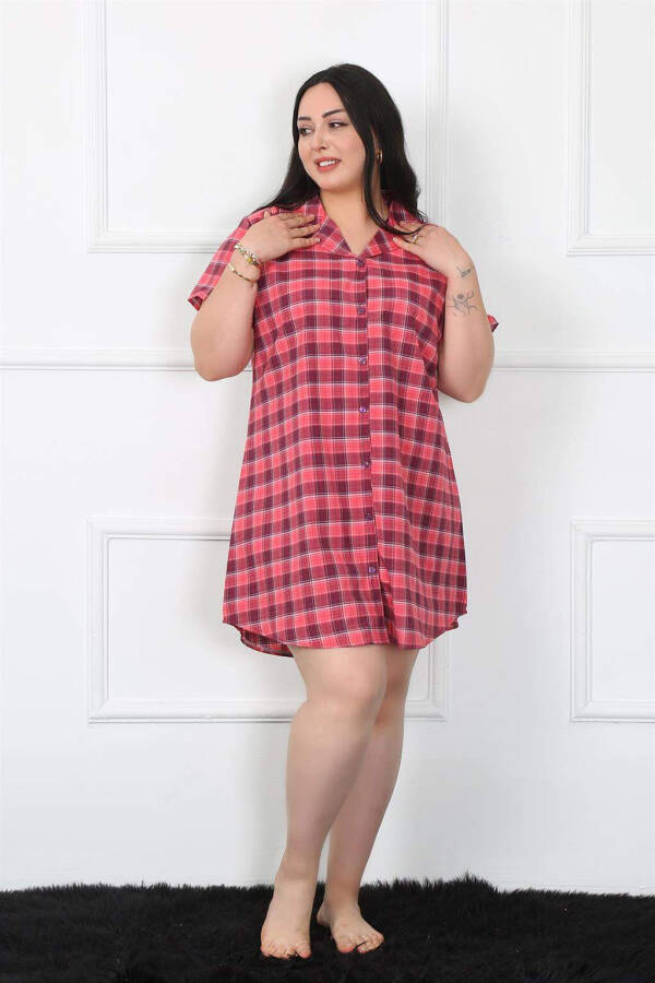 Large Size Woven Buttoned Tunic Nightgown 1024 - 1