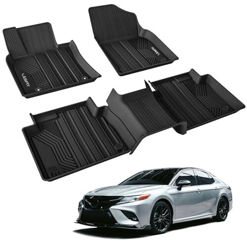 LASFIT Floor Mats for Toyota Camry 2018-2024, FWD Only (Not Fit for Hybrid or AWD), 100% TPE All Weather Custom Fit Floor Liners 1st & 2nd Row Car Mats for Camry L/LE/SE/TRD/XLE/XSE, Black - 1