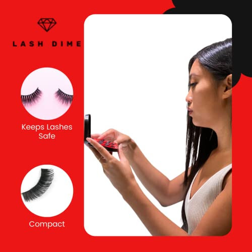 Lash Dime 3 Tier Eyelash Case - Holder, Easy to Open Lash Storage Case, Lash Case Perfect for Travel, Eyelash Holder Organizer, False Eyelash Case, Mirror Included - 2