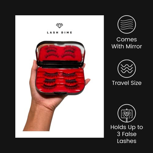 Lash Dime 3 Tier Eyelash Case - Holder, Easy to Open Lash Storage Case, Lash Case Perfect for Travel, Eyelash Holder Organizer, False Eyelash Case, Mirror Included - 3