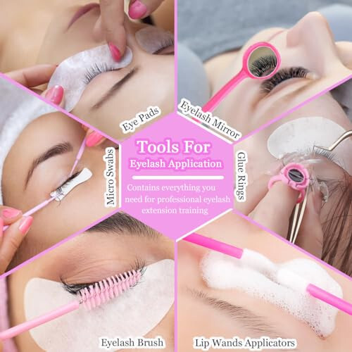 Lash Extension Kit for Beginners, Professional Eyelash Extension Kit with Mannequin Head, Strong Holder Lash Glue, Glue Remover, Lash Practice Manual, Lash Fan, Lash Extension Supplies for Beginners - 6