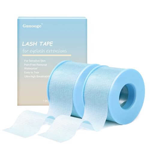 Lash Tape for Eyelash Extensions - Eyelash Tape Silicone Gel Sensitive lash Extension Tape Pain-Free Removal Breathable Micro-Porous Eyelash Extension Tape (2Rolls, 1in x 4yd, Blue) - 1