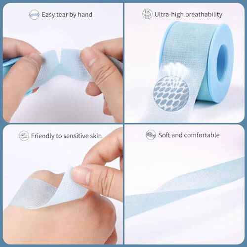 Lash Tape for Eyelash Extensions - Eyelash Tape Silicone Gel Sensitive lash Extension Tape Pain-Free Removal Breathable Micro-Porous Eyelash Extension Tape (2Rolls, 1in x 4yd, Blue) - 2