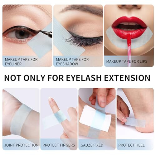 Lash Tape for Eyelash Extensions - Eyelash Tape Silicone Gel Sensitive lash Extension Tape Pain-Free Removal Breathable Micro-Porous Eyelash Extension Tape (2Rolls, 1in x 4yd, Blue) - 6