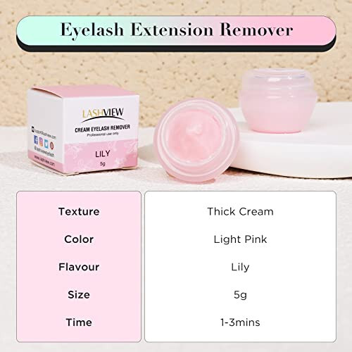 LASHVIEW Eyelash Extension Remover Cream, Special LILY Flavor Cream, Lash Extension Remover Cream Professional Eyelash Extensions Remover for Salon, 5g - 5