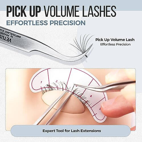 LASHVIEW Lash Tweezer, Vetus Curved Eyelash Tweezers for Professional Grafting Eyelash Extension, Stainless Steel Needle Nose Tweezers for Lash Extension Stickers Precision Electronics, ST15 - 3