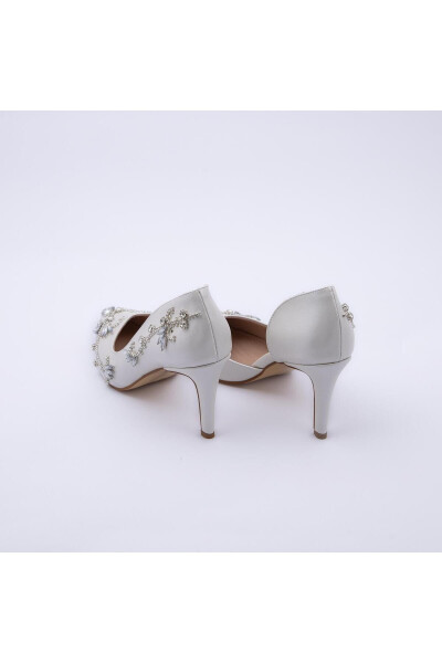 LAVIEN Custom Design Silver Stone Handcrafted White Stiletto 8CM Bridal Shoe - 23