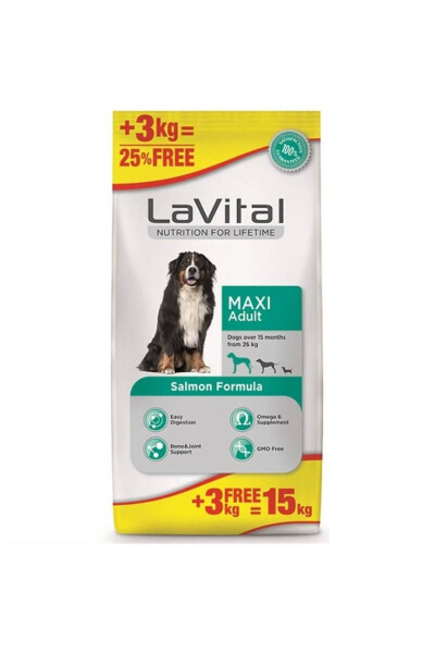 Lavital Salmon Adult Large Breed Dog Food 12 x 3 Kg - 1