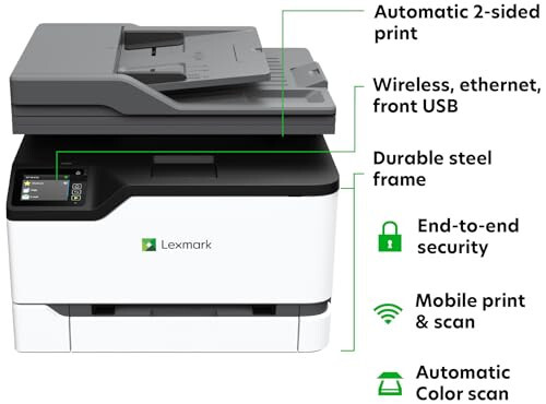 Лазерный принтер Lexmark CX331adwe - Цветной - 26 стр./мин монохром / 26 стр./мин цветной - 600 точек/дюйм печать - Автоматическая двусторонняя печать - Беспроводная сеть, Белый (40N9070) - 3