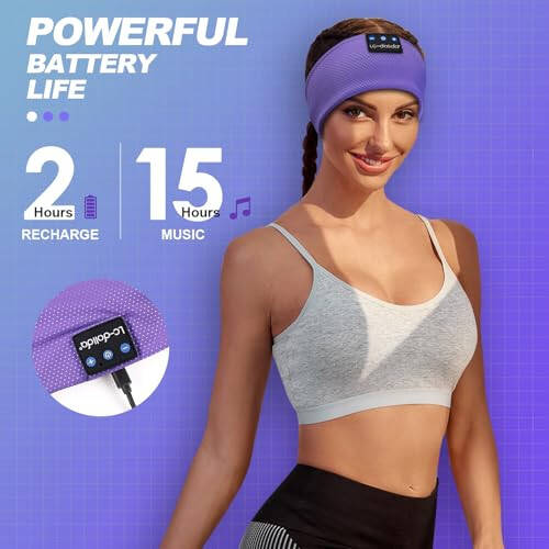 LC-dolida Sleep Headphones Bluetooth 5.4, Headband Headphones Earphones Wireless, Sleep Mask for Sleeping, Sports, Gifts, Workout, Jogging, Yoga, Insomnia, Air Travel, Meditation - 6