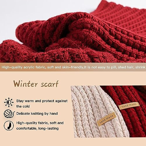 LC&QS Women's Warm Scarf,Rich Solid Colors Winter Scarves ，Super Soft Scarf for Women Winter，Cold Weather Accessories(White) - 3