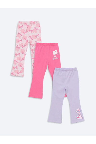 LCW baby Pink Printed Elastic Waist Printed Baby Girl Leggings 3 Pack - 8