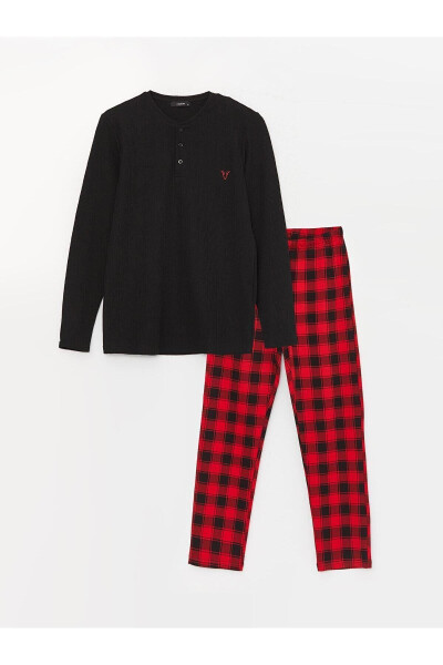 LCW DREAM Standard Fit Plaid Fleece Men's Pajama Set - 62