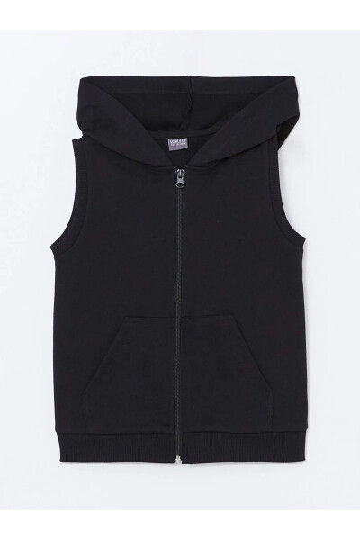 LCW ECO New Black Hooded Girls Zipper Vest - 1