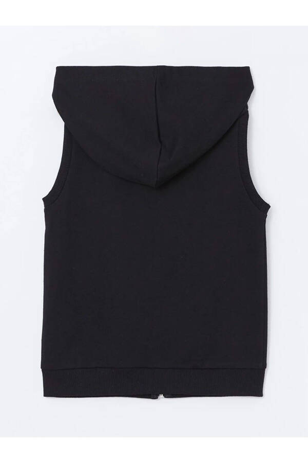 LCW ECO New Black Hooded Girls Zipper Vest - 3