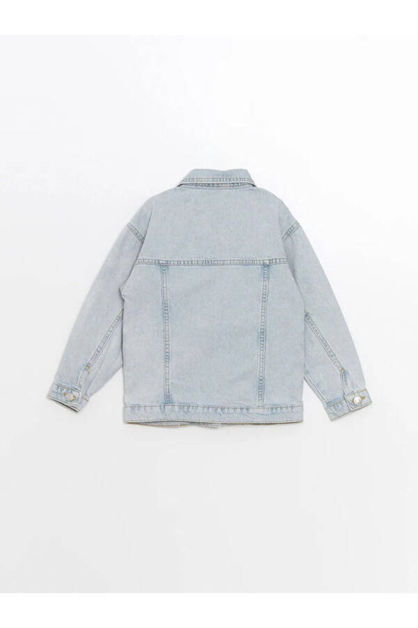 LCW Kids Light Blue Acid Wash Basic Long Sleeve Girl's Jean Jacket - 6