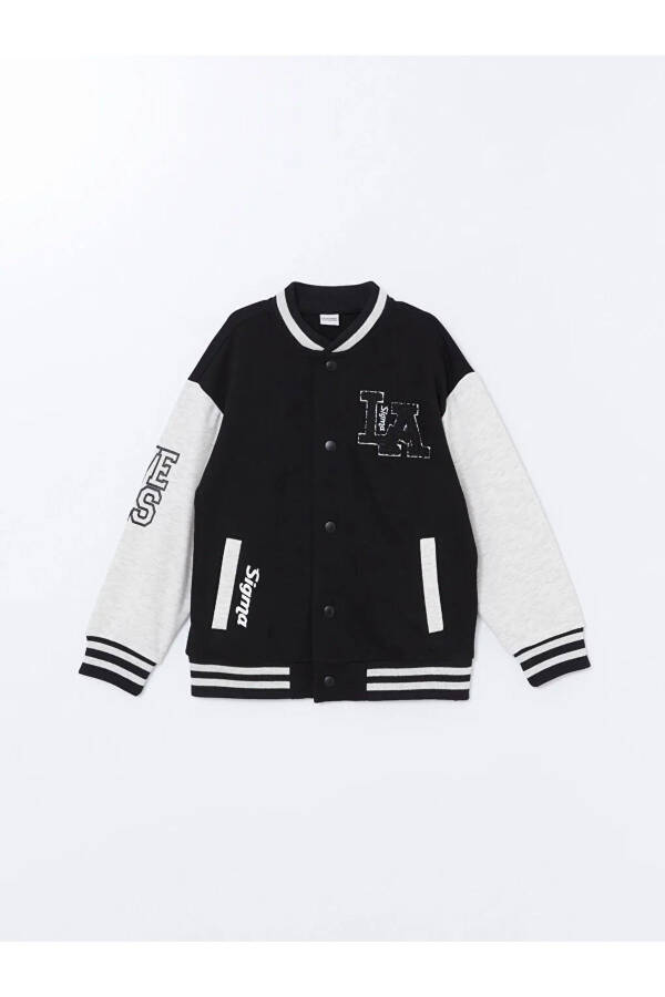 LCW Kids New Black Embroidered Boys College Jacket - 1