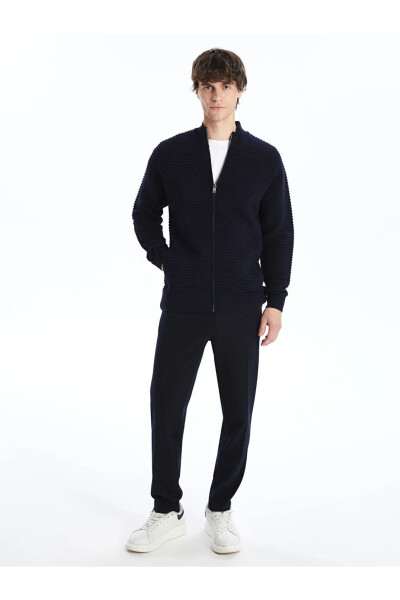 LCW Vision Navy Blue Standard Fit Crew Neck Men's Knit Cardigan - 3