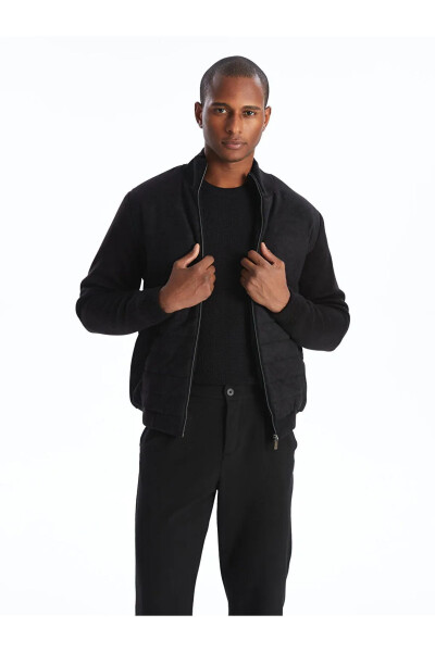 LCW Vision New Black Standard Fit Crew Neck Men's Knit Cardigan - 1