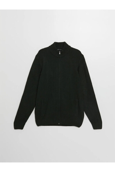 LCWAIKIKI Classic Dark Green Men's Knit Cardigan - 4