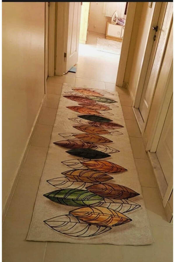 Leaf Pattern Rug Digital Printed Non-Slip Base Washable Runner, Living Room And Hall Rug - 21