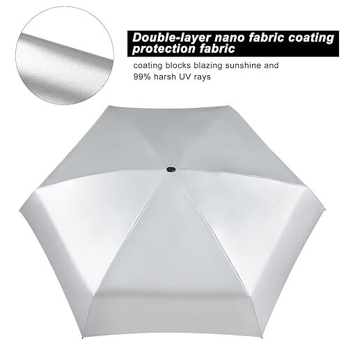 LEAGERA Mini Umbrella For Purse - UPF 50+ UV Blocker Sun Protection Umbrella, Small Micro Travel Parasol Design for Women - 13