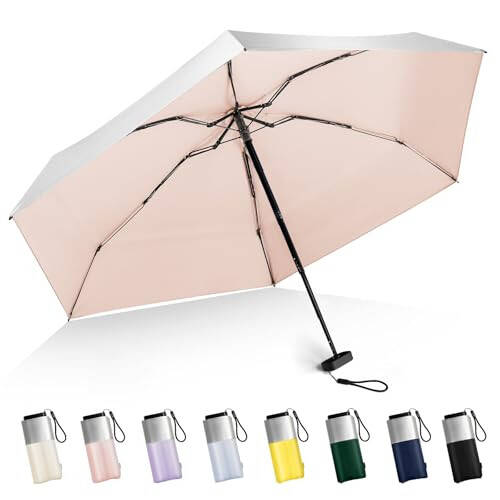 LEAGERA Mini Umbrella For Purse - UPF 50+ UV Blocker Sun Protection Umbrella, Small Micro Travel Parasol Design for Women - 2